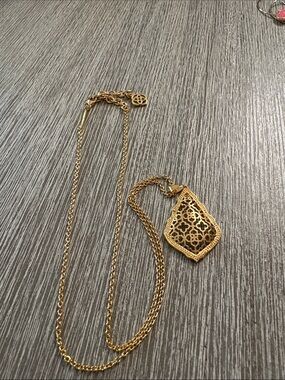 Rustic Cuff Gold Filigree Teardrop Pendant Necklace